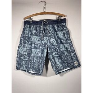 Rising Tide Swim Trunks Mens XL Hawaiian Print Coastal Beach‎ Resortwear
